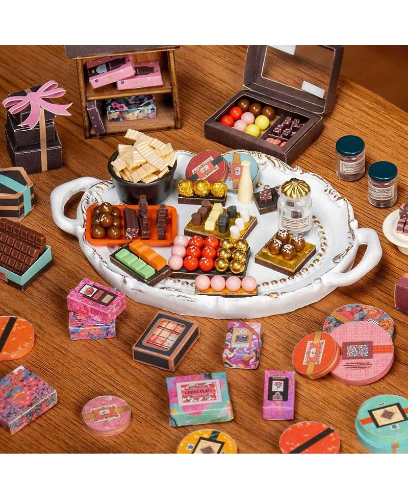 Robotime 3D Puzzles Chocolate Diy Miniature House Craft Kit Wooden Puzzle Chocolate Shop Set for Adult Kids Gifts