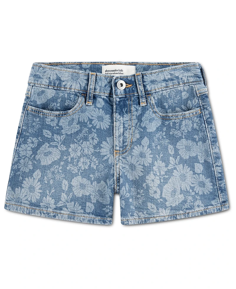 abercrombie kids Girls' 5-18 High Rise Relaxed Floral Denim Shorts