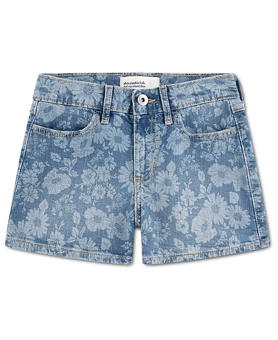 abercrombie kids Girls' 5-18 High Rise Relaxed Floral Denim Shorts