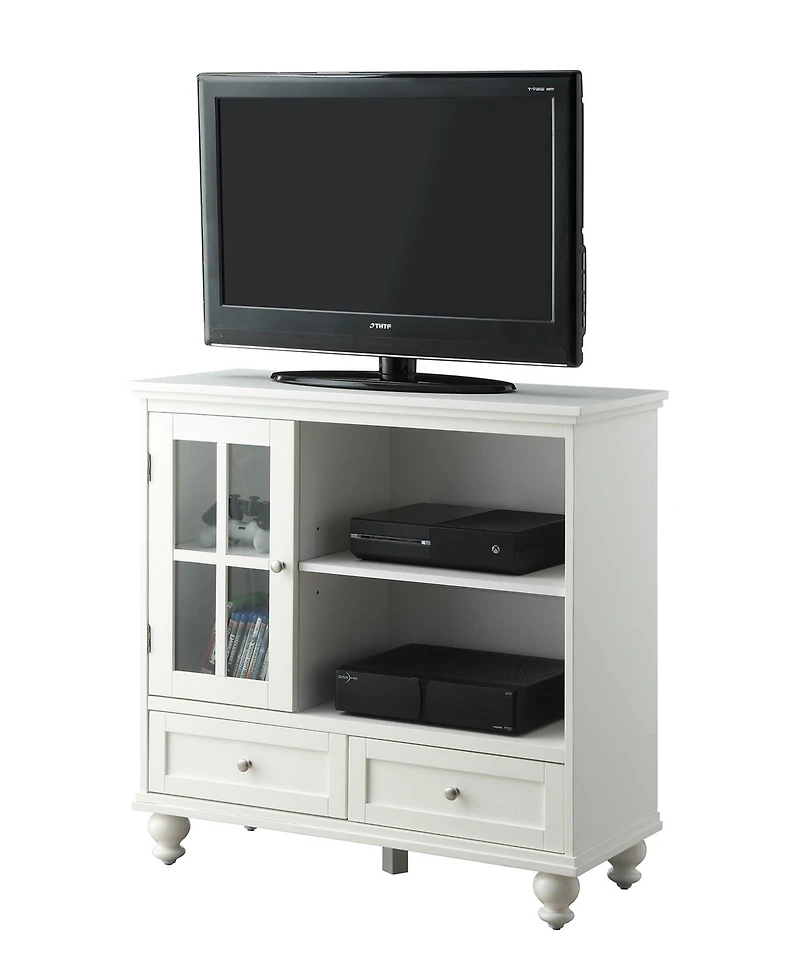 Convenience Concepts 36" Glass 2 Drawer Tv Stand with Storage
