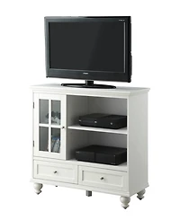 Convenience Concepts 36" Glass 2 Drawer Tv Stand with Storage