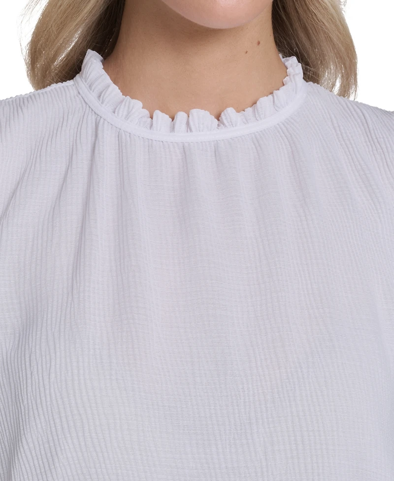 Calvin Klein Women's Sleeveless Ruffle Neckline Top
