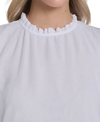 Calvin Klein Women's Sleeveless Ruffle Neckline Top