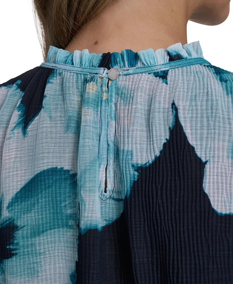 Calvin Klein Women's Textured Ruffle Neck Top