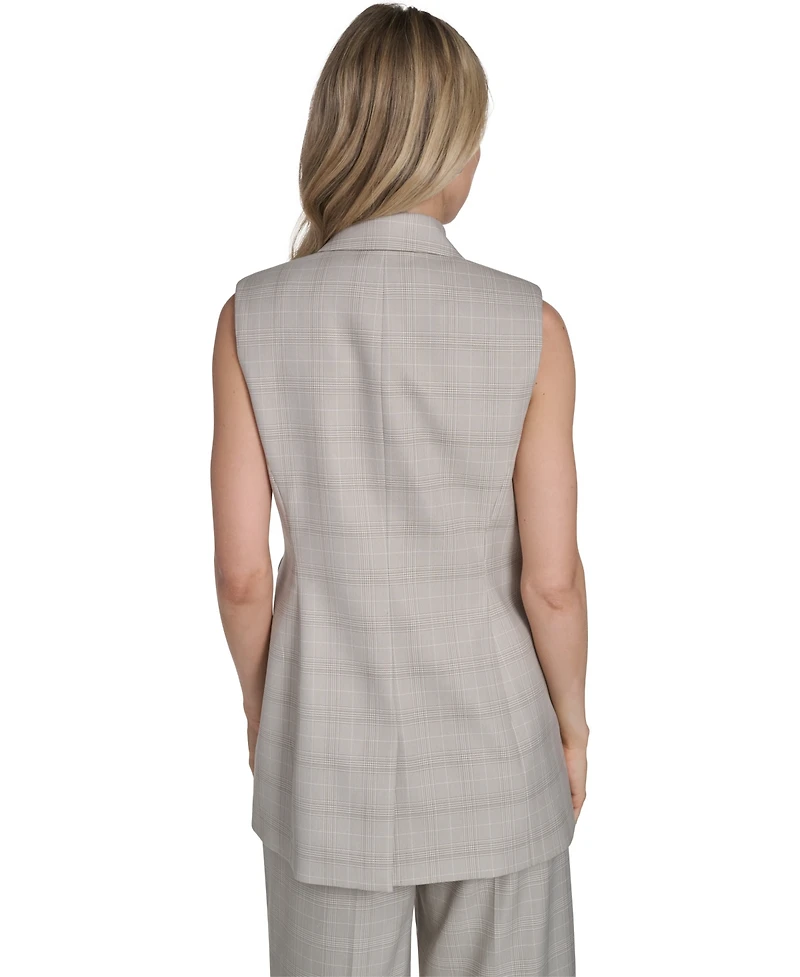Calvin Klein Women's Collared Windowpane Vest Top