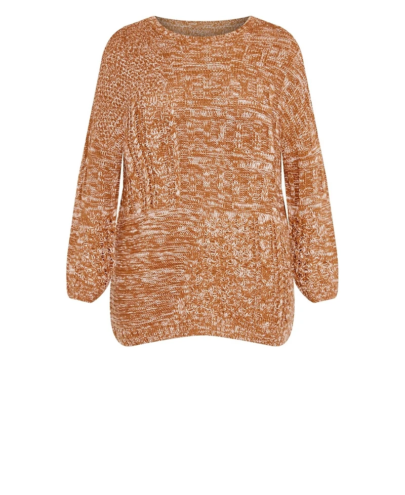 Avenue Women's Plus Charli Drop Shoulder Cable Sweater