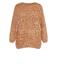 Avenue Women's Plus Charli Drop Shoulder Cable Sweater