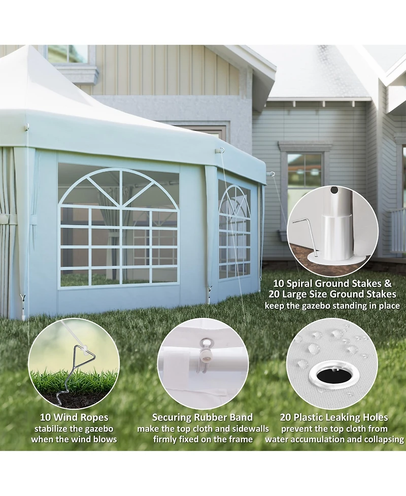 Outsunny 29' x 21' Canopy Party Event Tent w/ 2 Pull-Back Doors & 8 Windows