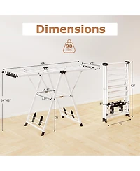 Ecooso 64" Clothes Drying Rack with Height-Adjustable Wings, Folding Laundry Rack