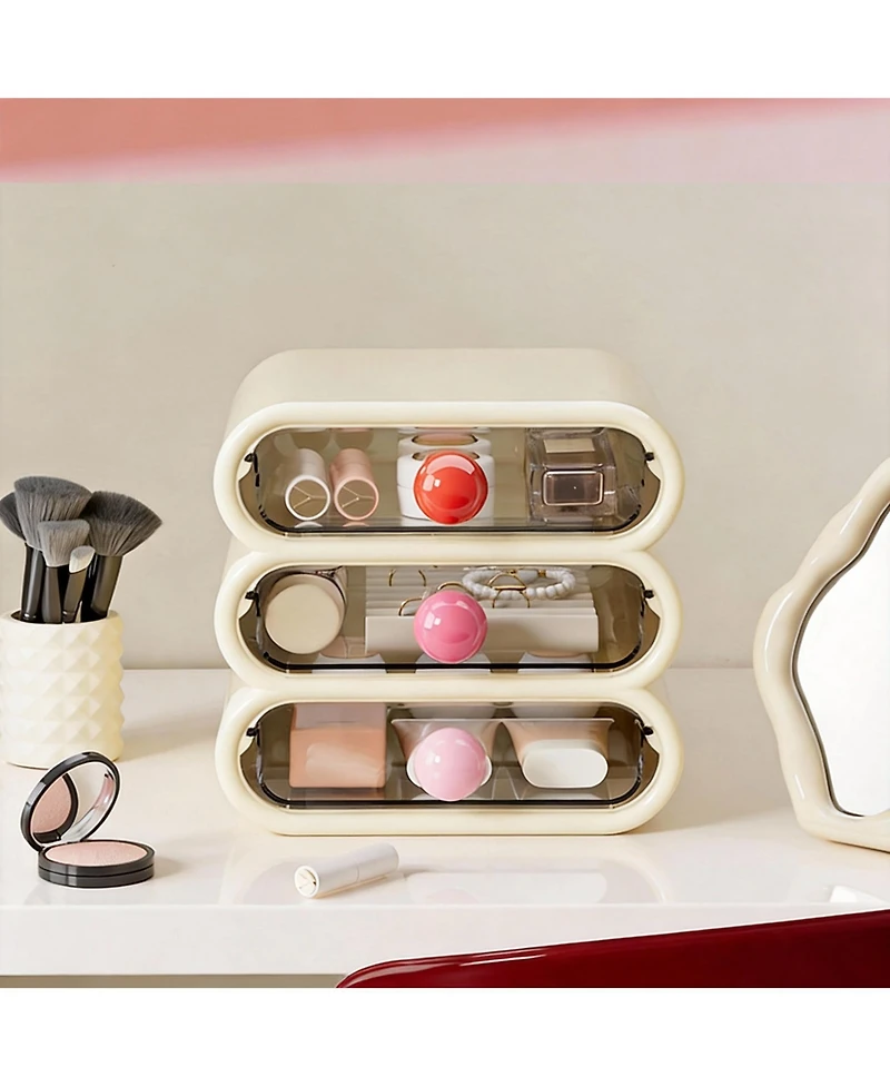 Yigii 3-Tier Clear Front Storage Organizer for Vanity, Bathroom, Office
