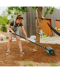 Sugift 21 Inch Manual Lawn Aerator with Detachable Handle Filled with Sand or Stone