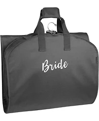 WallyBags 60" Premium Tri-Fold Travel Garment Bag with Pocket and Bride Embroidery - Black