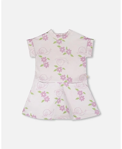 Deux par Deux Toddler Girls French Terry Dress Lilac Snails Print - Toddler|Child