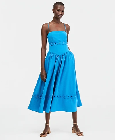 Row A Juniors' Square-Neck Sleeveless Midi Dress