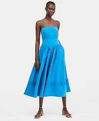 Row A Juniors' Square-Neck Sleeveless Midi Dress