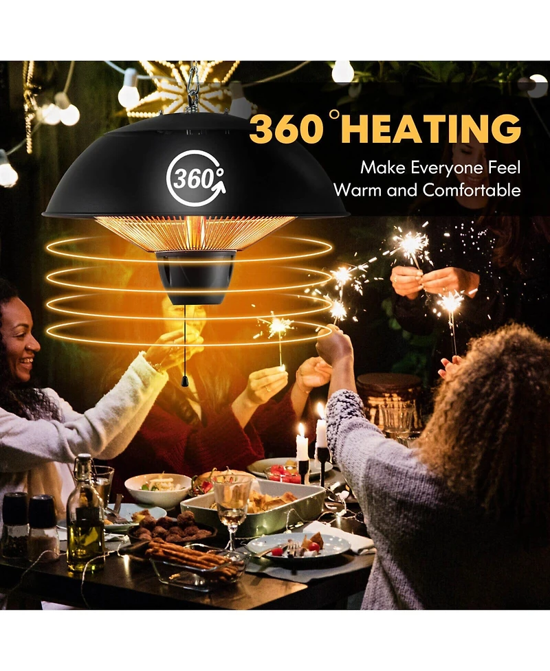 Sugift 1500W Electric Patio Heater with IPX4 Waterproof