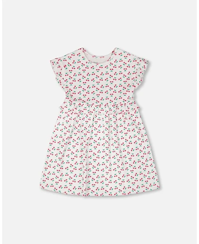 Deux par Deux Toddler Girls' Cotton Rib Printed Cherry Dress