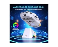 Risokeys Tri Mode Wireless Gaming Mouse with Magnetic Rgb Charging Dock for Gamers