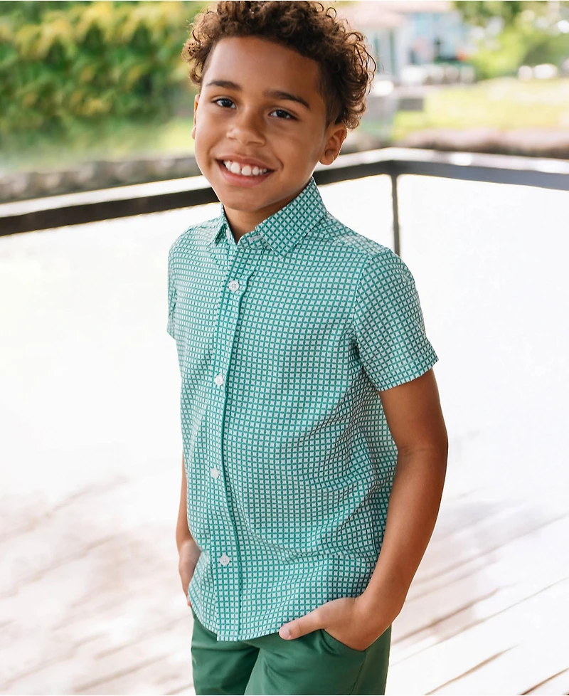 Lands' End Boys Short Sleeve Button Down Performance Shirt