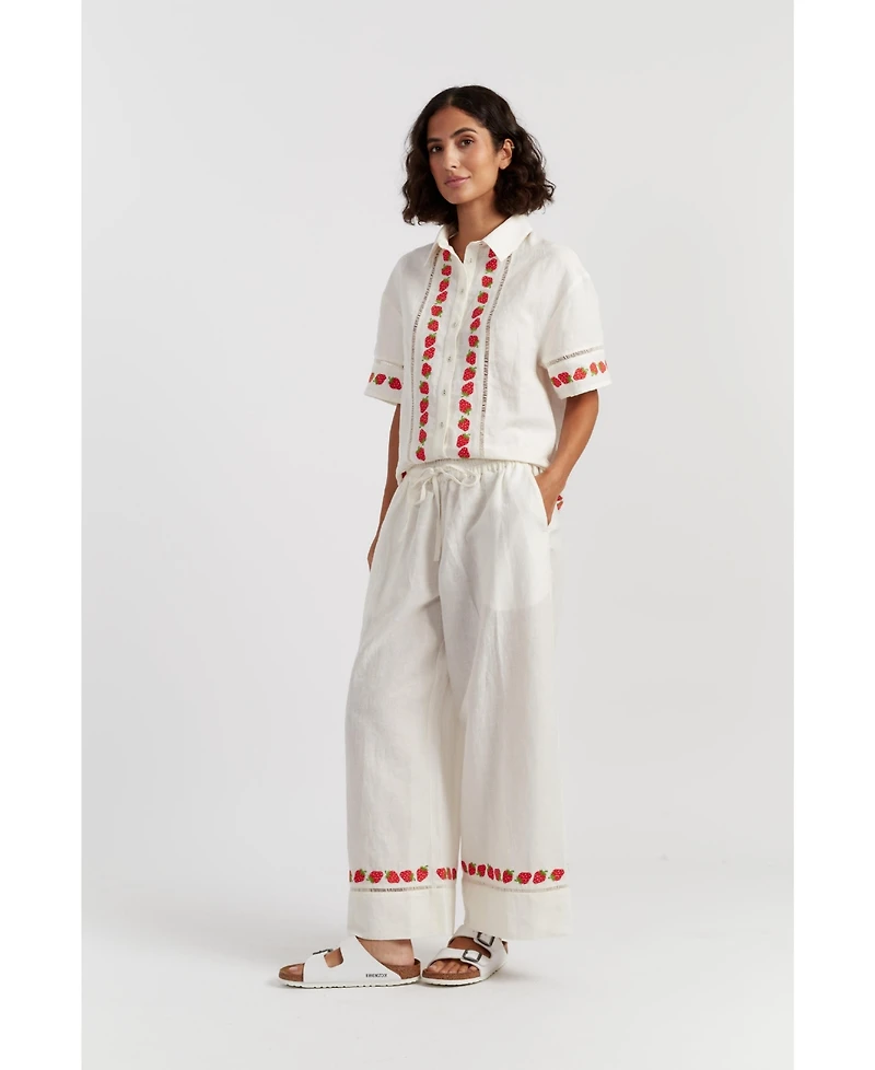 Chinti & Parker Women's Linen-Blend Strawberry Trousers