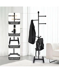 Yigii Heavy Duty Metal Coat Rack with 3 Arms and 5 Hooks for Various Spaces