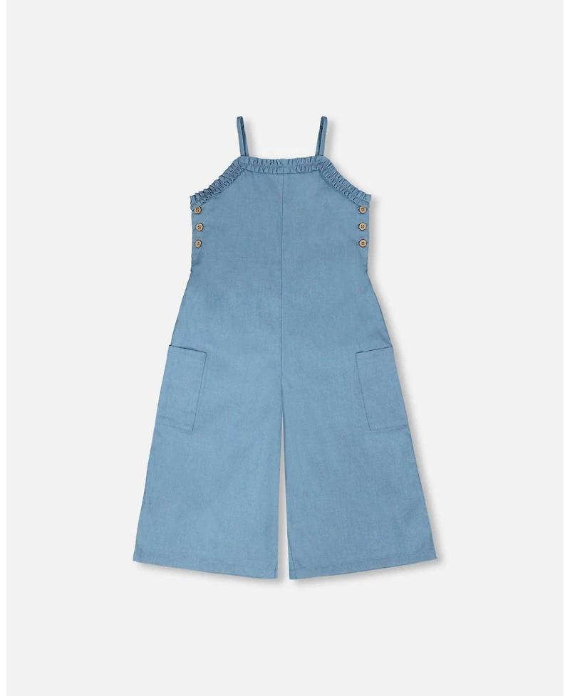 Deux par Toddler Girls Light Blue Chambray Jumpsuit - Toddler|Child