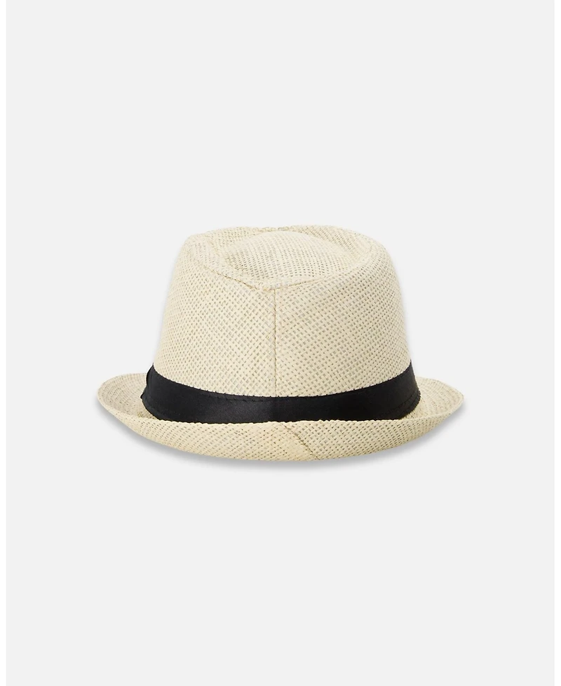 Deux par Deux Boy Fedora-Style Straw Hat Beige - Toddler|Child