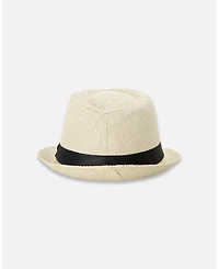 Deux par Deux Boy Fedora-Style Straw Hat Beige - Toddler|Child