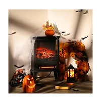 gaomon Electric Fireplace Stove with 17" Size, 1500W Power & 3 Sided Teal Checkerboard Flame View