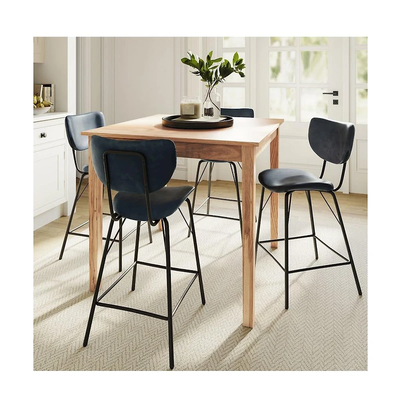 Jofran Modern Faux Leather Split-Back Upholstered Counter Height Barstool (Set of 2