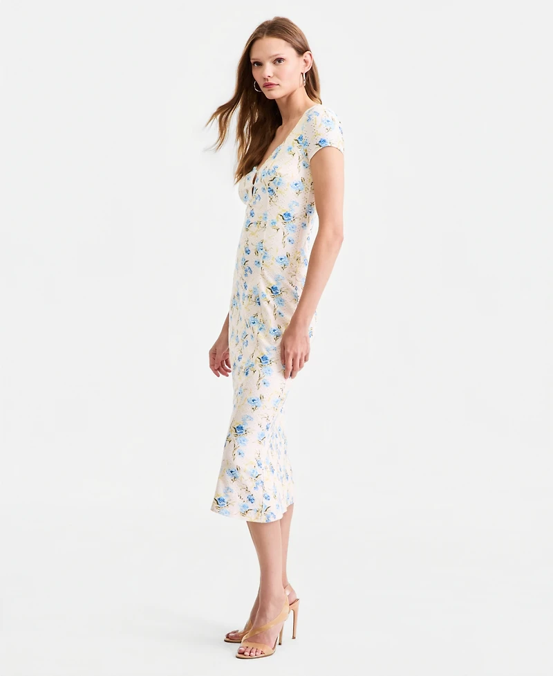 Guess Women's Teodolin Floral Sweetheart Midi Dress