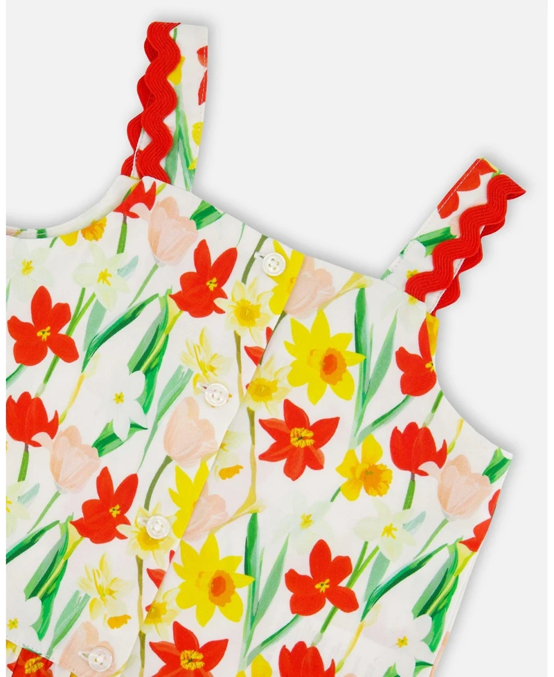 Deux par Toddler Girls Viscose Top White Daffodil Print