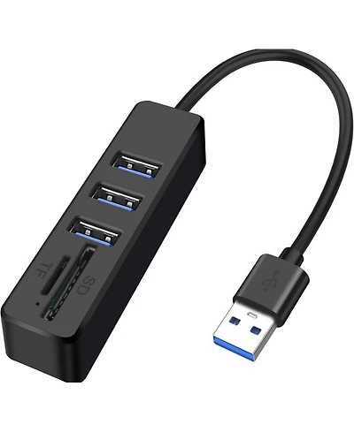 Risokeys 5 in 1 Usb A Hub Splitter, 480Mbps Data Transfer & Sd/Tf Card Reader, for Laptop/Smartphone,Ideal for Office Workers