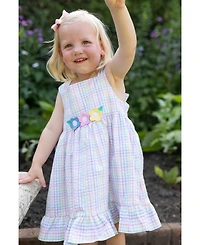 Florence Eiseman Toddler Girls Plaid Seersucker Dress With Flowers