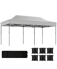 Outsunny 10x20 ft Pop Up Canopy Tent, Heavy Duty Outdoor Canopy,