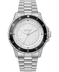 Dkny Men's Sport Watch Silver Dial Stainless Steel Bracelet Watch, 43mm