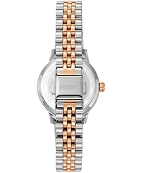 Dkny Women's Silver Crystal Accented Dial Two-Tone Rose Gold Stainless Steel Bracelet Watch, 30mm