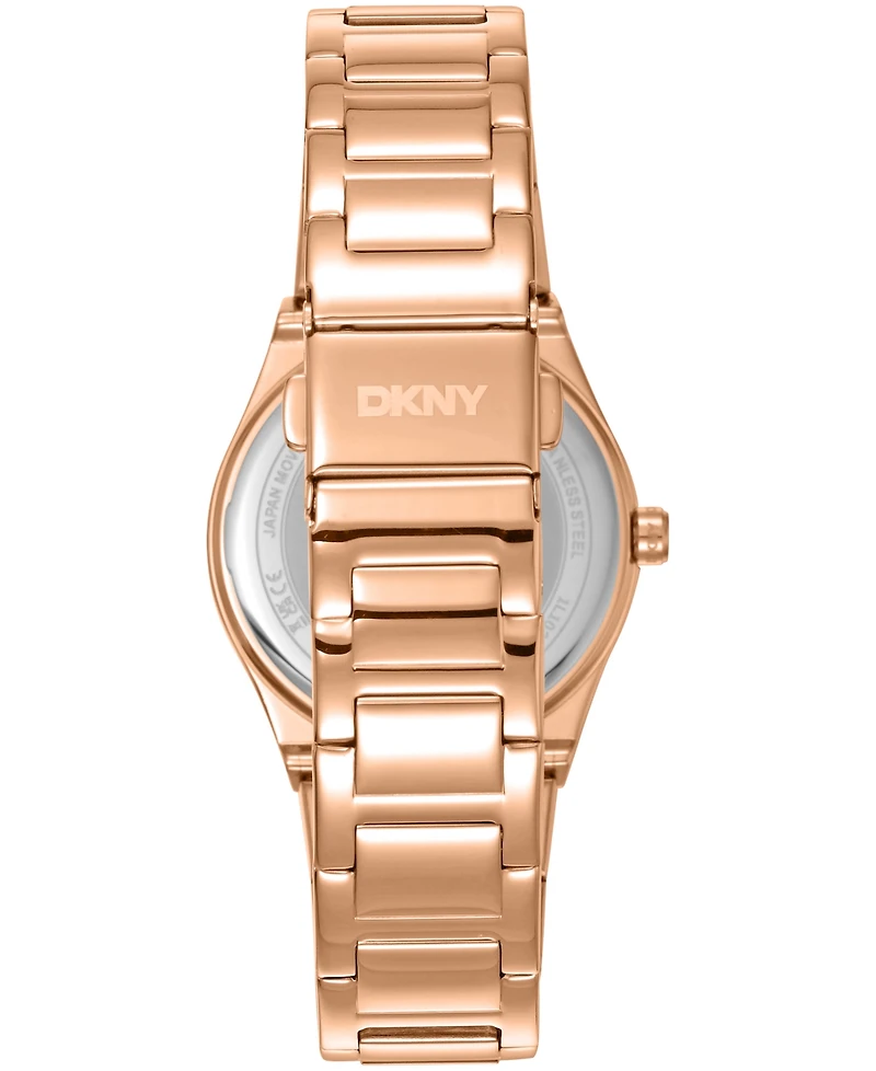 Dkny Women's Jewel-Encrusted Dial Red-Gold Tone Stainless Steel Bracelet Watch, 33mm
