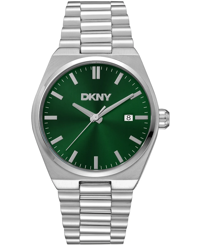 Dkny Men's Date Green Dial Stainless Steel Bracelet Watch, 40mm