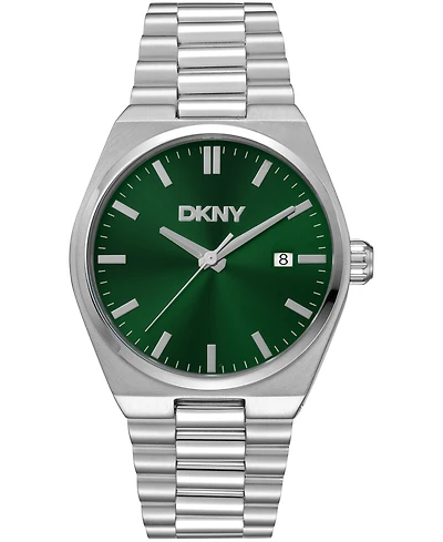Dkny Men's Date Green Dial Stainless Steel Bracelet Watch, 40mm