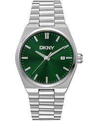 Dkny Men's Date Green Dial Stainless Steel Bracelet Watch, 40mm