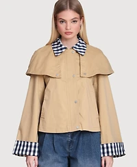 Avec Les Filles Women's Short Trench Cape Collared Jacket