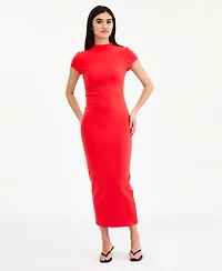Bar Iii Women's Cap-Sleeve Mock-Neck Midi Dress, Exclusively at Macy's