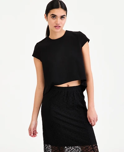 Bar Iii Women's High-Low Cotton Cap-Sleeve Top, Macy's Exclusive