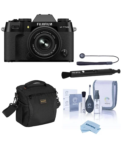 Fujifilm X-T50 Mirrorless Camera with Xc 15-45mm f/3.5-5.6 Ois Pz Lens with Universal Lens Cap Tether