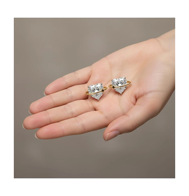 Rachel Glauber Heart Cz & Star Stud Earrings