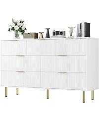 gaomon Fluted Dresser for Bedroom,7 Drawer Dresser,Wooden Chest of Drawers,Modern Storage Dressers for Living Room, Closet, Hallway,Entryway