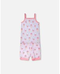 Deux par Toddler Girls Cotton Two-Piece Pyjama Set Lilac Printed Ice Creams