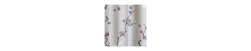 Slickblue Cotton Shower Curtain with Purple Grey Beige Floral Blossom Pattern