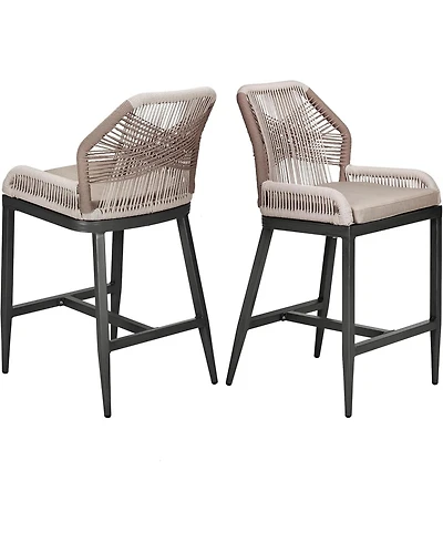 gaomon Outdoor Bar Stools Leaf Bohemia Wicker Rattan High Top Patio Chairs Back & Footrest